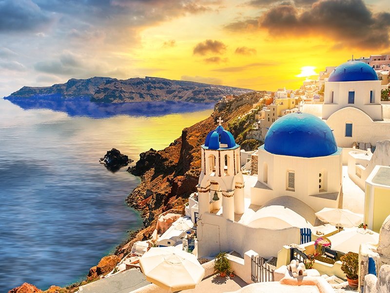 Atardecer en las islas griegas en verano